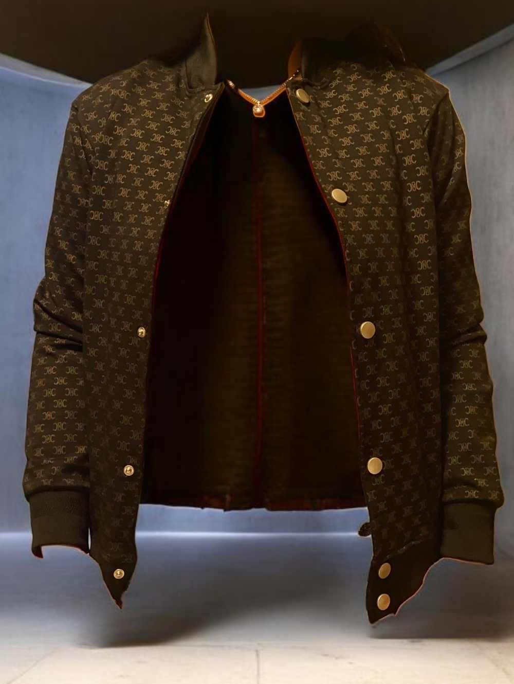 Celine Black Patterned Bomber Jacket